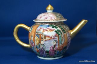 1750 Rare Chinese Teapot Qianlong Qing Export Mandarin Figures Vase Plate Imari