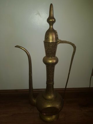 Vintage Huge Brass Islamic Arabic Dallah Turkish Coffee Tea Urn 3ft Tall
