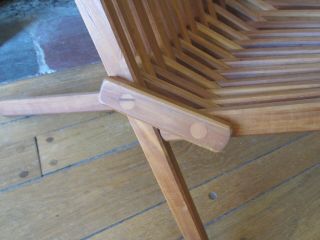 Mid Century DANISH MODERN Teal Slatted Folding Lounge Chair 4