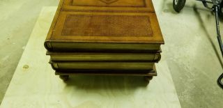 Maitland Smith 3 drawer Regency Style Stacked Leather Books Coffee Table Vintage 5