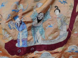 Antique Chinese Embroidery Eight Immortals Deities Banquet Wall Hanging Tapestry 3