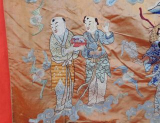 Antique Chinese Embroidery Eight Immortals Deities Banquet Wall Hanging Tapestry 7