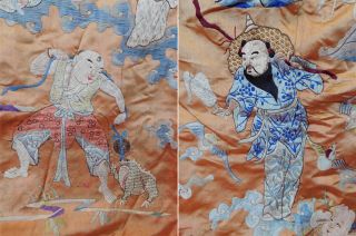 Antique Chinese Embroidery Eight Immortals Deities Banquet Wall Hanging Tapestry 9