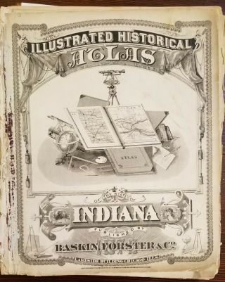 1876 Atlas of the State of Indiana Dozens of Maps 2