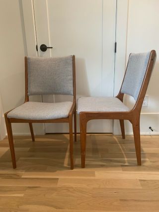 K.  D.  Furniture Teak Mid Century Modern Mcm Two Dining Chairs