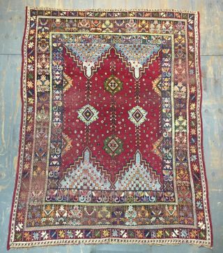 Ca.  1900 Old Antique Handmade Morocco Rabat Rug Carpet 9x7 Ft