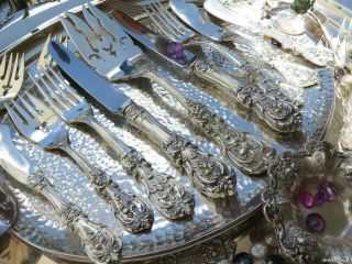 OLD STERLING SILVER REED BARTON FRANCIS 1 FLATWARE SET FORKS SPOONS SERVERS DISH 7