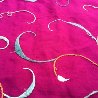 Antique Magenta Silk Floral Embroidered Piano Scarf/Shawl Colors 8
