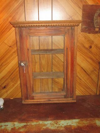 Antique Wood Glass Medicine Cabinet Wall Hanging,  Box,  Display,  Case