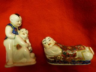 Antique Chinese Figurine Boy,  Girl,  Neck Rest Republic Period