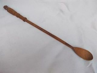 97 / Antique Wooden Hand Carved African Tribal Long Handled Spoon