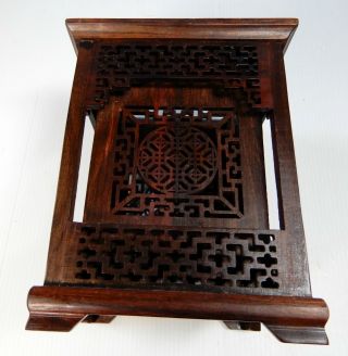 Antique hand carved exotic Zitan wood brush pot holder intricate circa 1930s 3