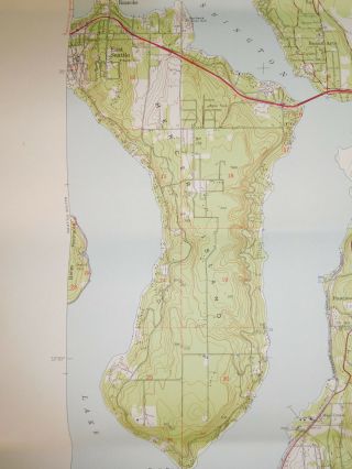 Vintage USGS Map Mercer Island Washington 1950 Topographic US Army Bellevue 7