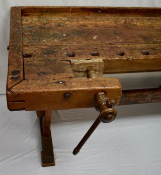 Antique Oak Carpenter ' s and Joiner ' s Workbench 7