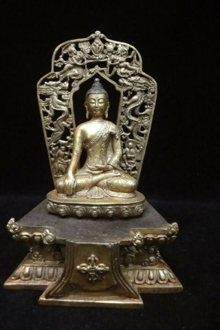 1.  7kg Old Chinese Bronze Buddha Seated Statue Sculpture With Stand