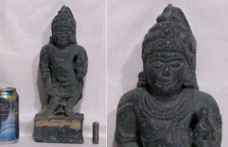 13th - 14th Century India Carved Green Stone Figure Of Vishnu