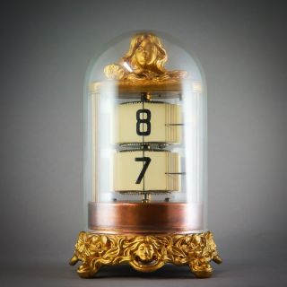 ⏰ 1905 ART NOUVEAU ANTIQUE ANSONIA PLATO JUMP HOUR DIGITAL FLIP MYSTERY CLOCK 2