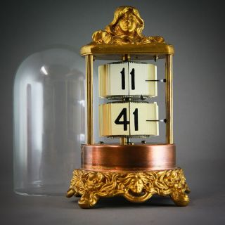 ⏰ 1905 ART NOUVEAU ANTIQUE ANSONIA PLATO JUMP HOUR DIGITAL FLIP MYSTERY CLOCK 7