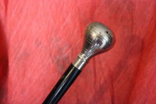 Huge Antique Nickel Plated Brass Handled " Stash " Cane W/heavy 38 " Tapered Shaft