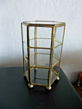 Small Brass & Glass Curio Case Table Display