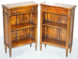 Matching Theodore Alexander Republic Low Bookcases With Single Drawer