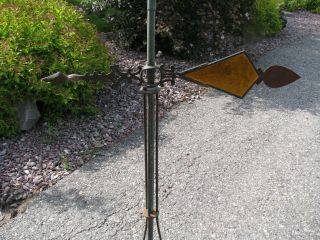 Complete Very Old Amber Kite Tail Lightning Rod Weathervane