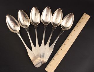 6 Antique 1830s Virginia William A.  Williams Southern Coin Silver Serving Spoons
