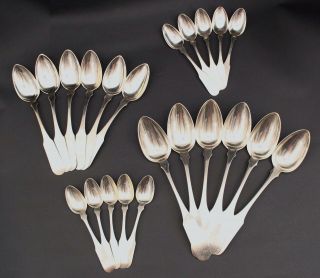 6 Antique 1830s Virginia William A.  Williams Southern Coin Silver Serving Spoons 8