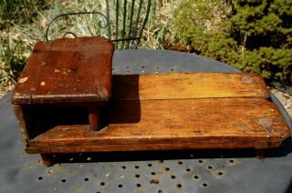 Antique Wood Primitive Cobblers Bench Stool Salesman Sample Hand Made Bench.