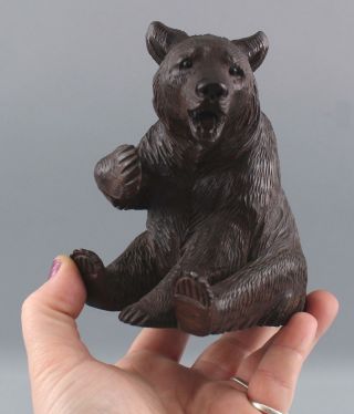 Antique,  Swiss Black Forest,  Hand Carved Grizzly Bear,  Tobacco Pipe Holder 9