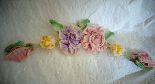 Antique Silk Ombre Ribbonwork Flowers 5 1/2 "