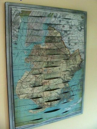 Map York Brooklyn Geological Large Wall Size Metal 3d Rare Vintage 24 " X 34 "