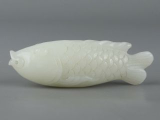 Chinese Exquisite Hand - Carved Fish Carving Hetian Jade Statue