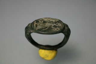 Ancient Interesting Roman Bronze Ring Victoria 1st - 4th Century Ad