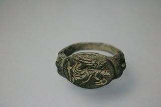 Ancient Interesting Roman Bronze Ring Victoria 1st - 4th century AD 2