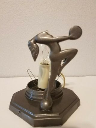 Sardaparilla Style Pillar Nymph Lamp w/ Rose Shade - Art Deco Woman Figure 10
