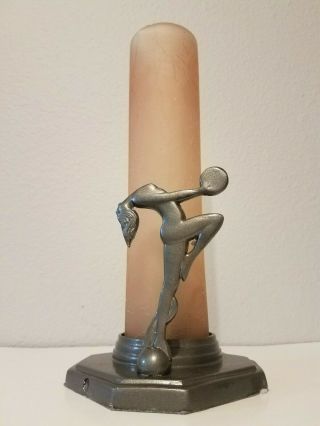 Sardaparilla Style Pillar Nymph Lamp w/ Rose Shade - Art Deco Woman Figure 2