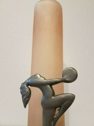 Sardaparilla Style Pillar Nymph Lamp w/ Rose Shade - Art Deco Woman Figure 4