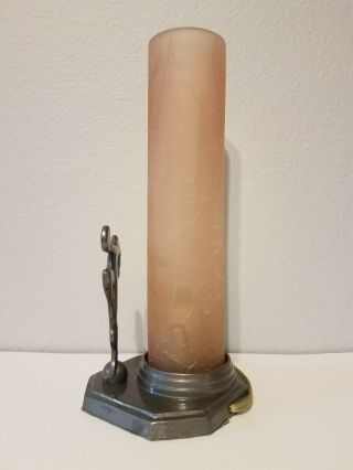 Sardaparilla Style Pillar Nymph Lamp w/ Rose Shade - Art Deco Woman Figure 8