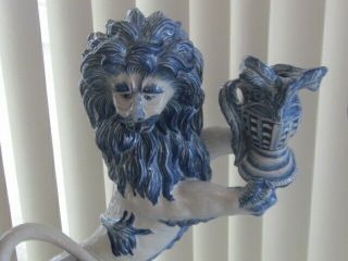 Antique Emile Galle French Faience Lion Figurine ' s HUGE EX ST CLEMENT 3