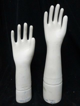 (2) - Porcelain Right Hand Glove Molds 13 - 1/2 " R & 17 " R General Porcelain Playtex