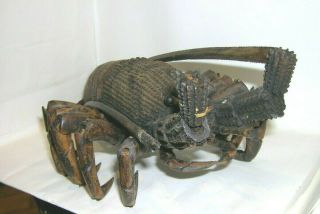 19thc Japanese ? Articulated Wood Crayfish Large 2