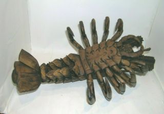 19thc Japanese ? Articulated Wood Crayfish Large 3
