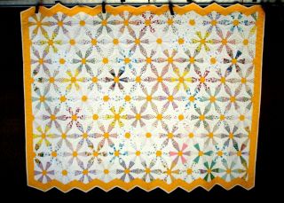 Vintage 30 ' s 1940 ' s Wagon Wheel Quilt hand quilted stitched 11