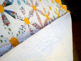 Vintage 30 ' s 1940 ' s Wagon Wheel Quilt hand quilted stitched 12