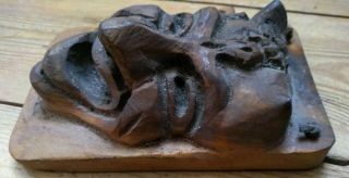 Vintage Hand Carved Wooden Devil - Decorative Wall Mask Satan Imp Pan Demon Wood 6