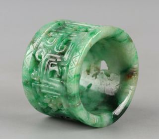 Chinese Exquisite Hand - Carved Beast Carving Jadeite Jade Thumb Ring