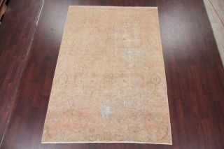 Antique MUTED Pale Peach Persian Oriental Distressed Area Rug Hand - Knotted 7x10 3