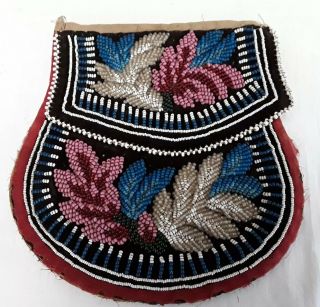Antique Native American Tribal Indian Bead Work Bag Purse Pouch