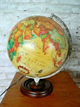 Large 1993 Scan - Globe A/s Made In Denmark Lamp World Discoverer Illuminated